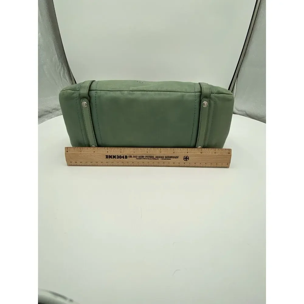 Coach Audrey Cinched Shoulder Bag Green Leather Double Handle Large 17064 READ